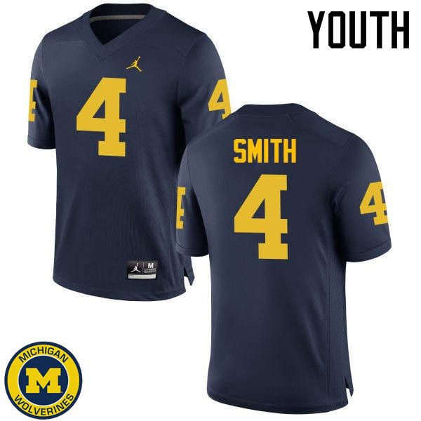 Youth University of Michigan #4 De'Veon Smith Navy Player Jersey